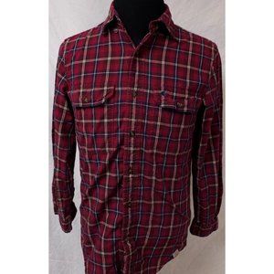 Carhartt Small Red Plaid Relaxed Fit Button Down Long Sleeve Logo Heavy Shirt